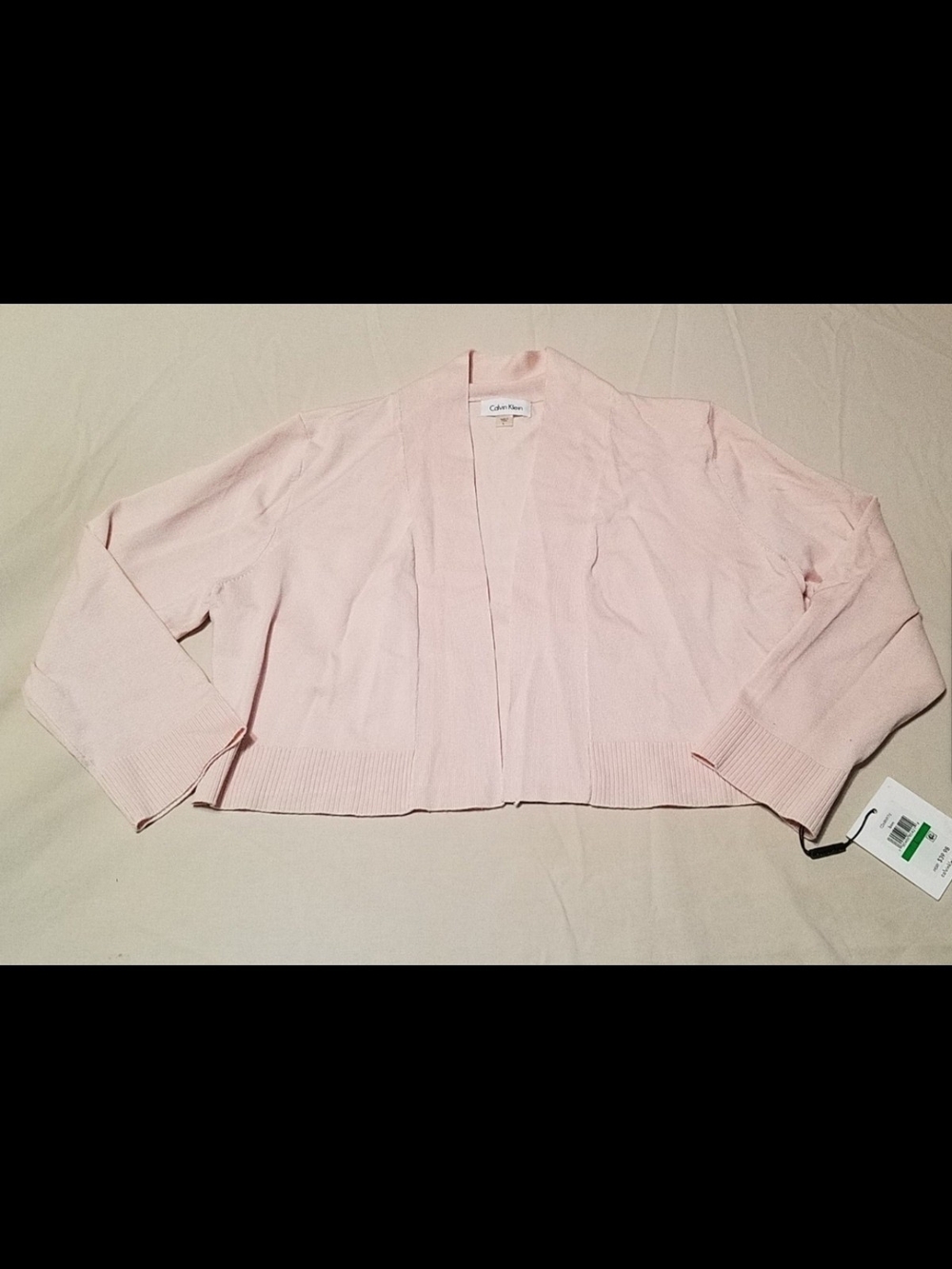 Calvin Klein Soft Pastel Pink Open-Front Knit Cardi